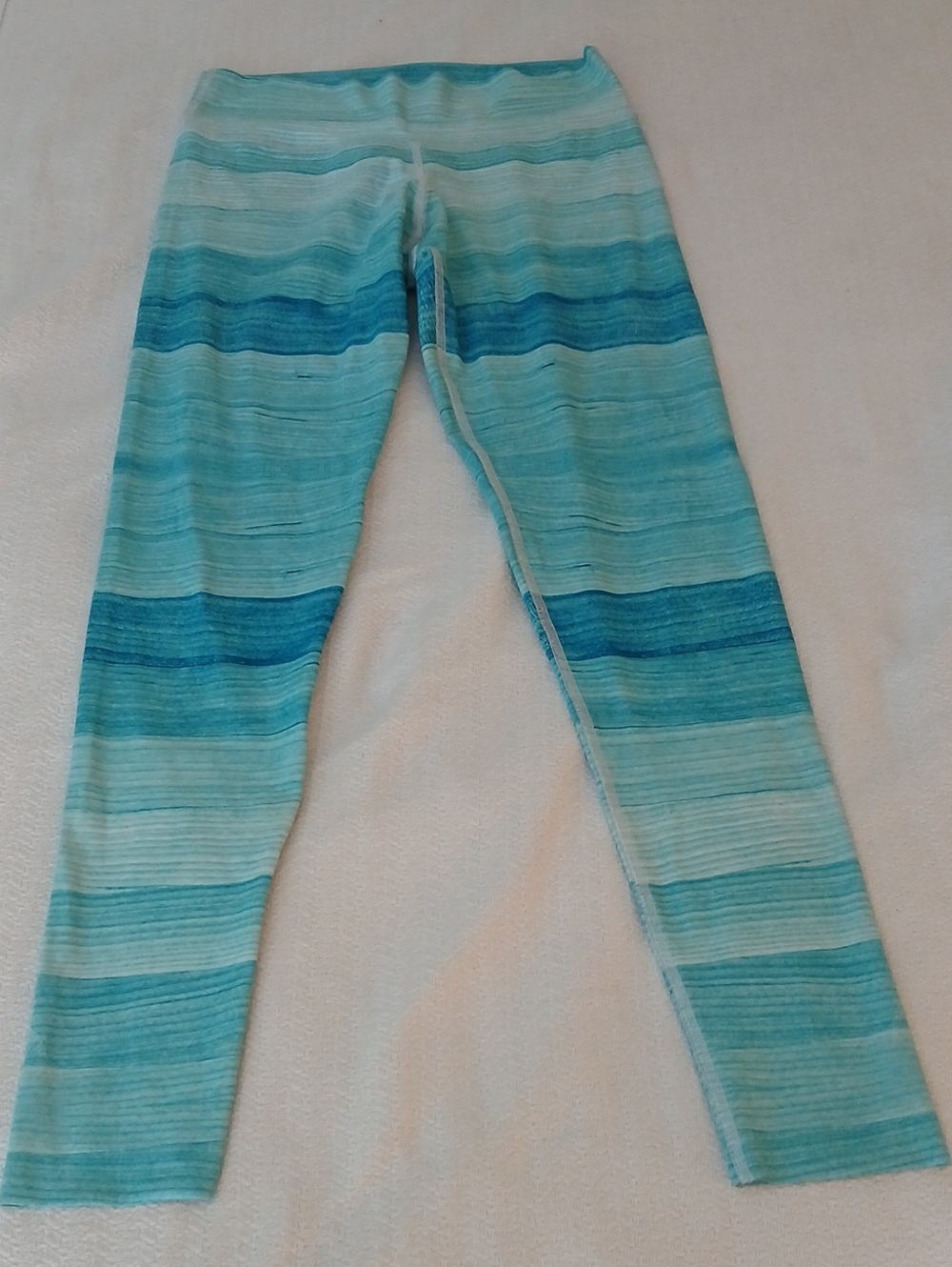 Jiva Striped Aqua & Teal Stretch Leggings